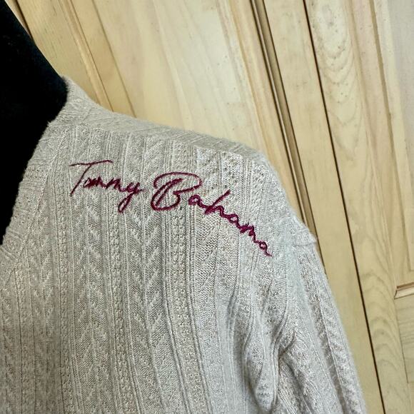 Tommy Bahama Tan Girls Side Lace Up Signature Embroidery Pullover Sweater Sz 14 - Picture 7 of 16
